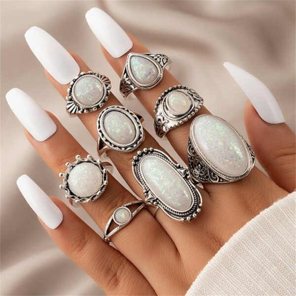 TOPMELON Fingerring Silberring Boho Ringe Set Vintage Trauring Stapelringe